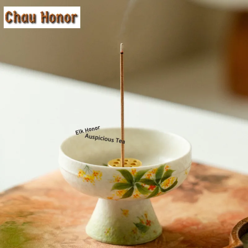 1pc 55ml Hand-painted Osmanthus Flowers Teacup Traditional Tea Bowl Mug Tea-tasting Smelling Cup Jianzhan Master Cups Craft Gift