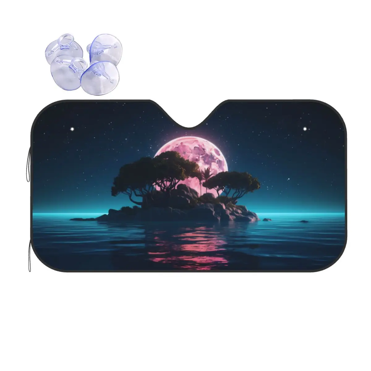 

Moon Island Aesthetics Sunshade Windscreen Foldable Car Front Windshield 76x140cm Sunshade Visor UV Protector
