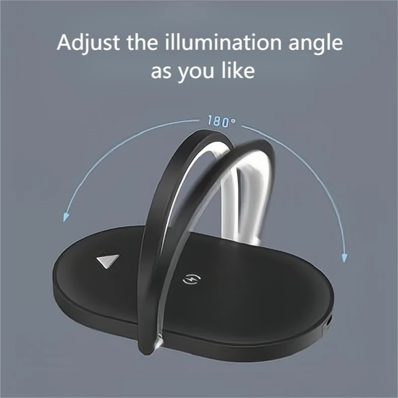 Lâmpada de mesa 3 em 1, carregador sem fio, estação de carregamento sem fio de 15 W com luz noturna para smartphones iPhone, Samsung, Huawei e Nokia_voghion.com