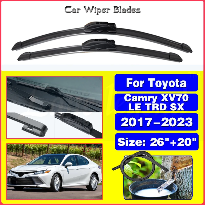 Car Wiper Hybrid Front Wiper Blades For Toyota Camry XV70 LE TRD SX 2017 - 2023 Windshield Windscreen Window Brushes 26"+20"