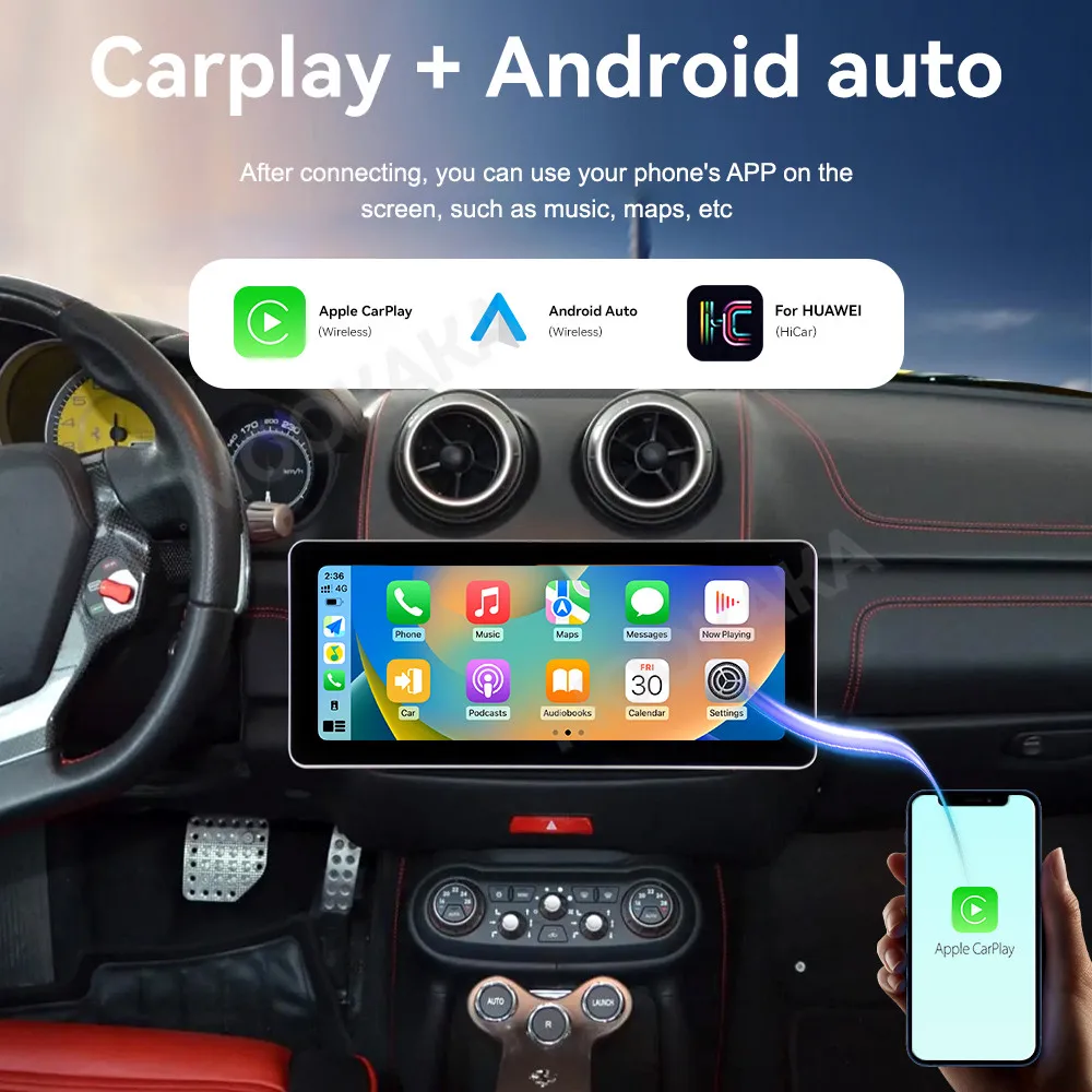 12.3 inch Screen Android 14.0 12+256GB Car Stereo For Ferrari California 2009-2018 Car GPS Navi Android wuto Carplay 4G LTE Unit - Image 2