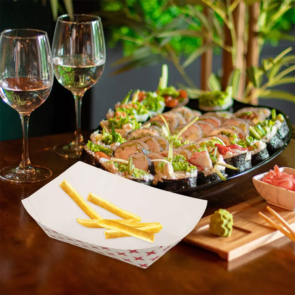 50pcs Disposable Paper Sandwich and Hot Dog Boxes, Kraft Food Boat Trays for Takeout, P... - SKU DPSB1803 - UGI Packaging