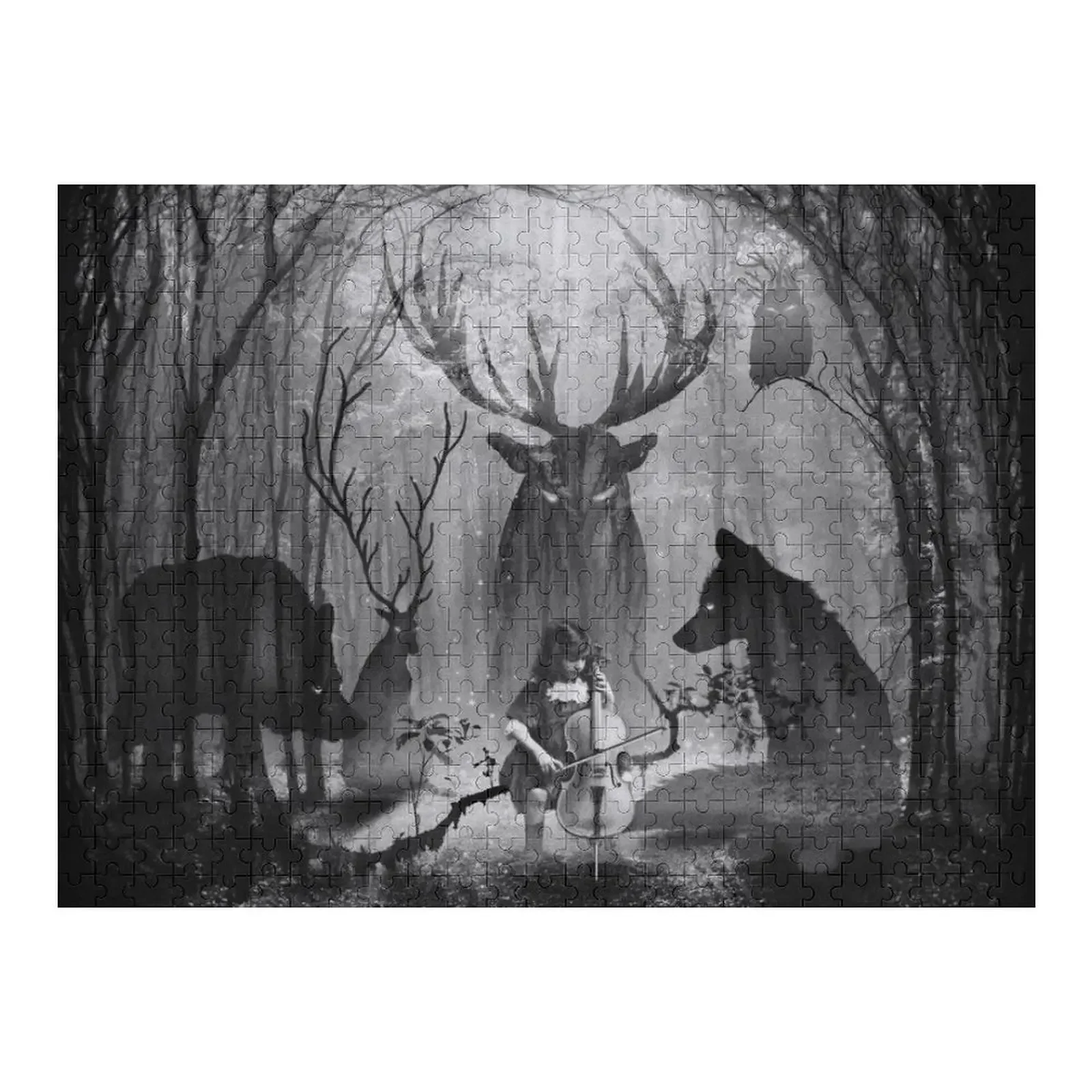 Fox Wolf Deer and Forest Cello Music Jigsaw Puzzle Customizable Gift Picture Wooden Adults Puzzle pavarotti music from the motion picture