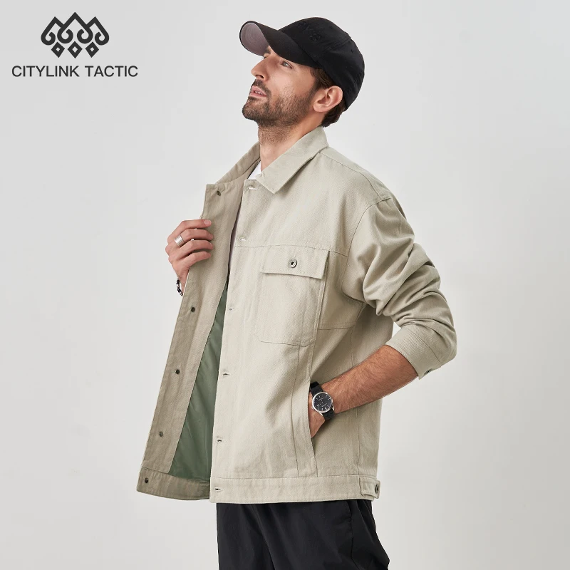 

Citylink Xinjiang Long Staple Loose Multi Pocket Workwear Flip Collar Pure Cotton Coat Men's Spring And Autumn