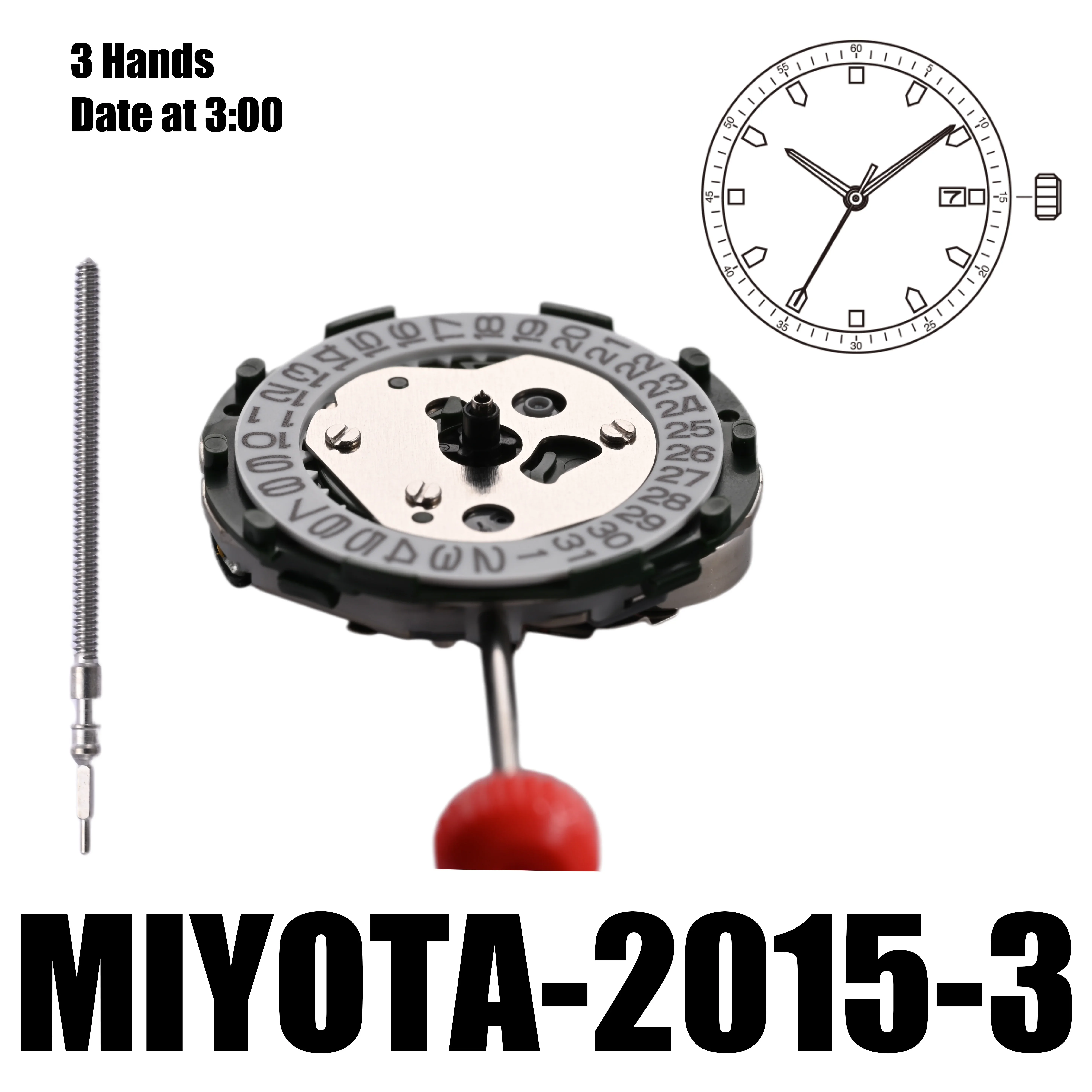 Japanese Miyota Quartz Watch Movement with 3-Hand Date Display and 3-Year Battery Life