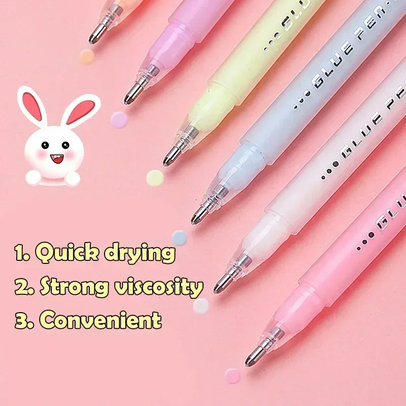5Pcs 접착제 펜 캔디 컬러 빠른 건조 도트 접착제 스틱 고점도 디스펜스 펜 귀여운 종이 접착제 학교 문구
