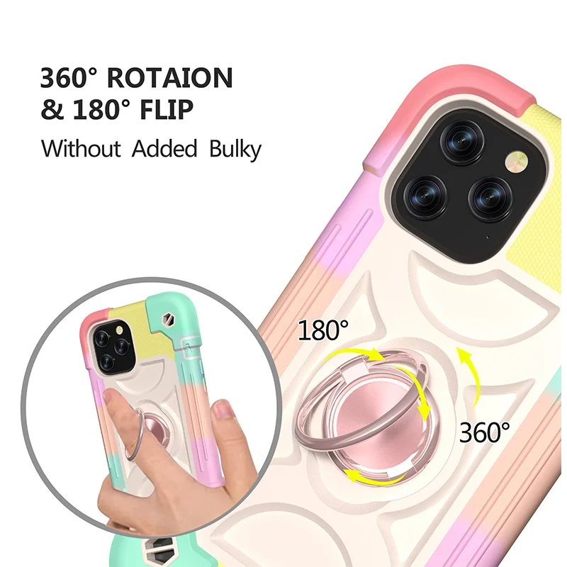 360° Rotation Ring Armor Shockproof Protective Case - Durable PC+TPU Back Cover