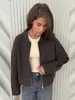 Fashion Solid Knitted Cardigan For Women Elegant O-neck Long Sleeve Zipper Female Sweater 2024 Autumn Winter Lady Chic Knitwear 3