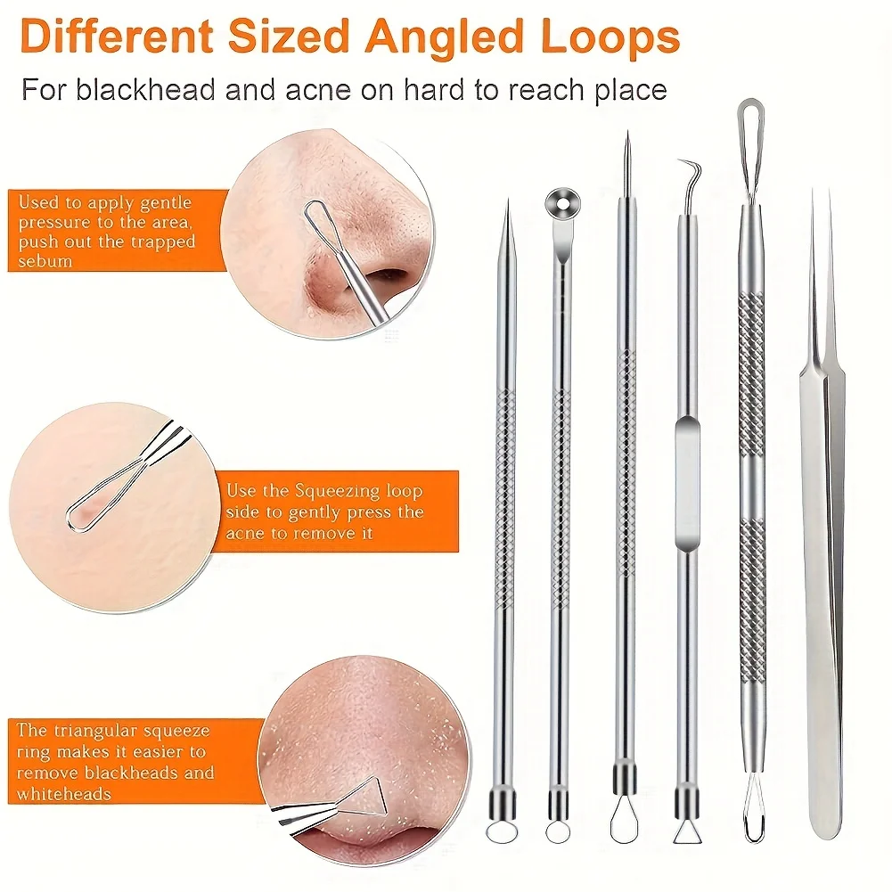 6-Piece Acne Shots and Blackhead Removal Tools - Multifunctional Pore Cleansing Tools for Facial Skin Beauty Care 2
