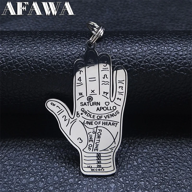 Edelstahl Hexerei Wahrsagerei Hand Schlüsselanhänger Esoterische Handlesen Schlüsselanhänger Schmuck acero inoxidable joyeria mujer K3712S02 – Detail 5