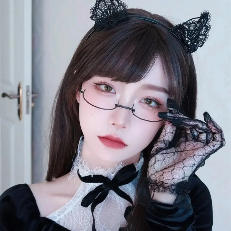 Black Vintage Cute Glasses Women Harajuku Kawaii Dark Aesthetic