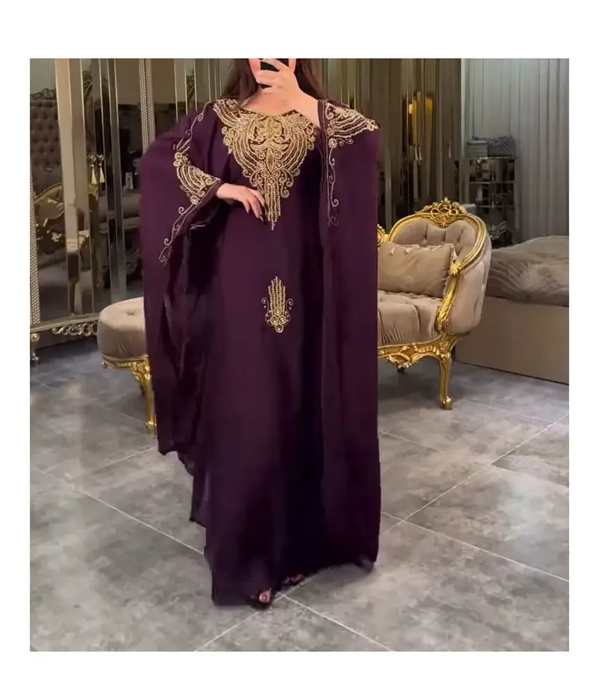 Moroccan Kaftano Arabic Abaya Cristal Glass Stone Hand Beads India & Pakistan Clothing