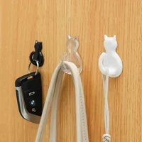 2PCS Waterproof Strong Adhesive Hooks for Bathroom Plastic Cat Wall Sticker Wall Door Hanger For Kitchen Transparent Towel Hook 1