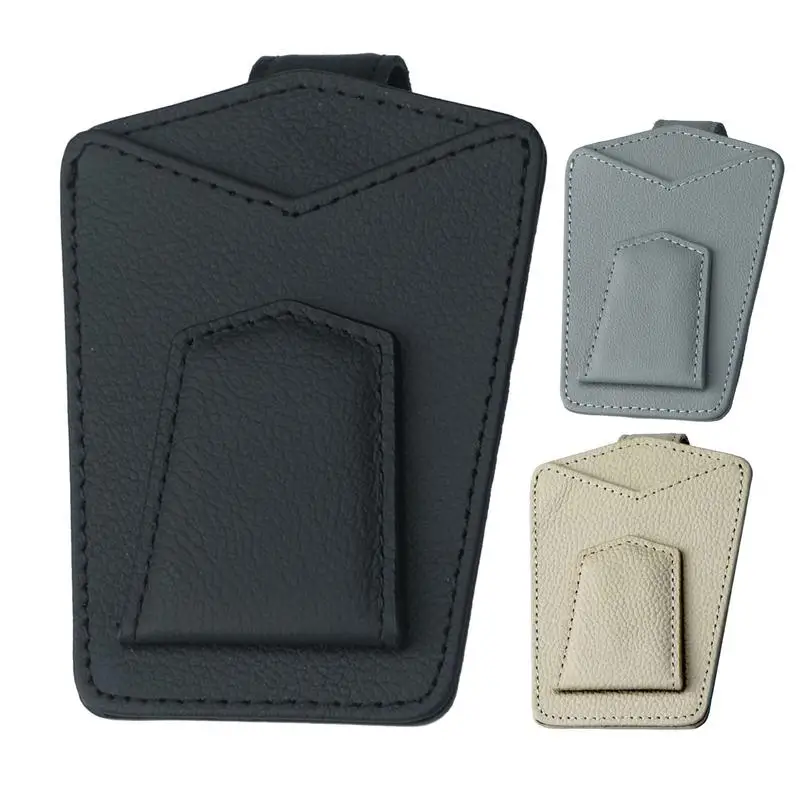 

Car Sunglass Holder Synthetic Resin Auto Glasses Hanger Clip Durable PU leather Visor Eyeglasses Holder Car Interior Accessories