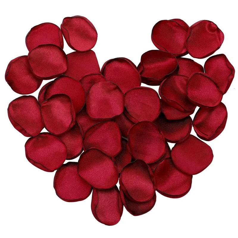 200 Pcs/Bag Burgundy Silk Satin Rose Petals Artifical Flowers Vanlentine Day Petal Decoration Marriage Homme Wedding Accessories artificial rose petals