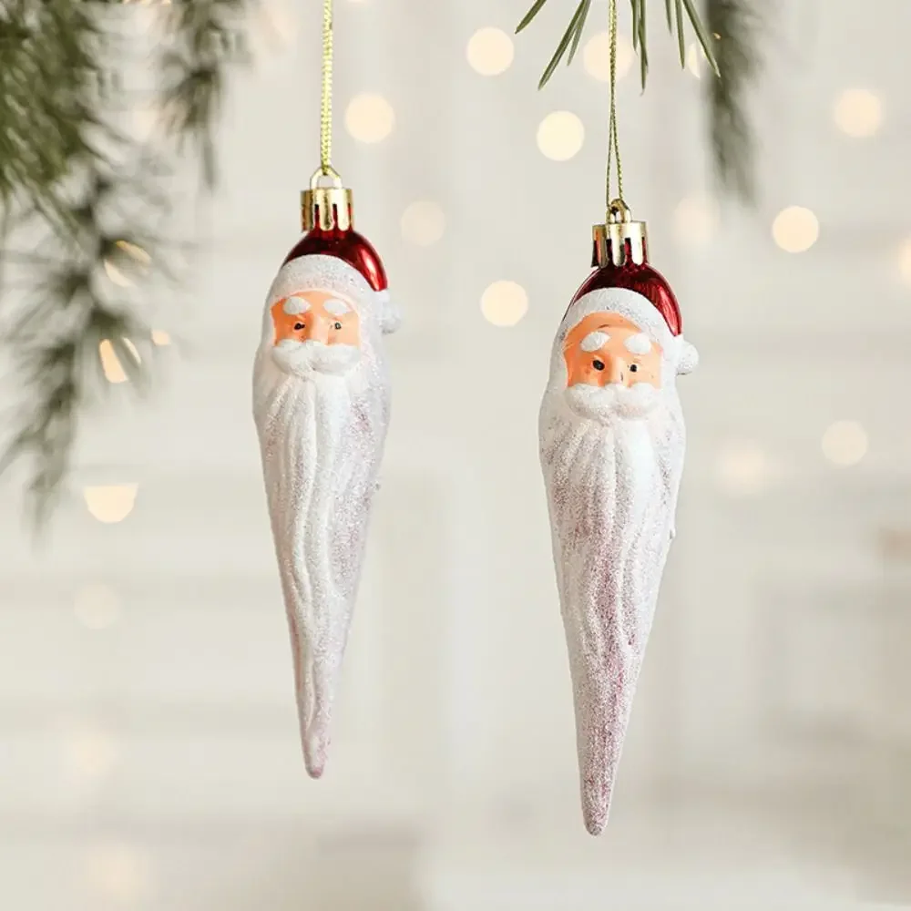 Set of 2 Red & White Santa Claus Christmas Tree Ornaments - Festive Hanging Decorations