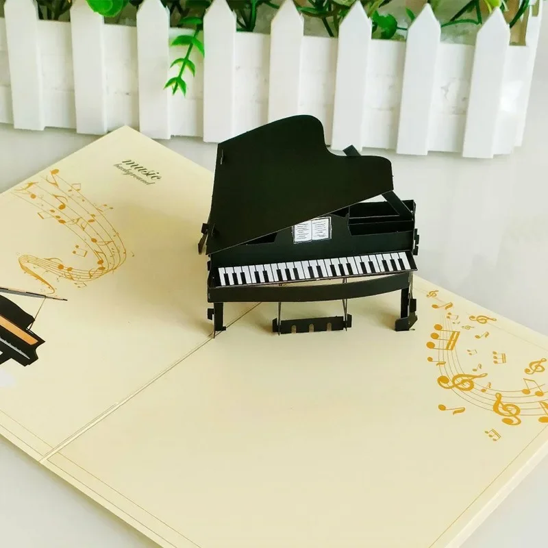 Pop up style 3D stereo piano greeting cards Business Gift Universal Greeting Card Thank you and Blessing Card Gifts greeting cards