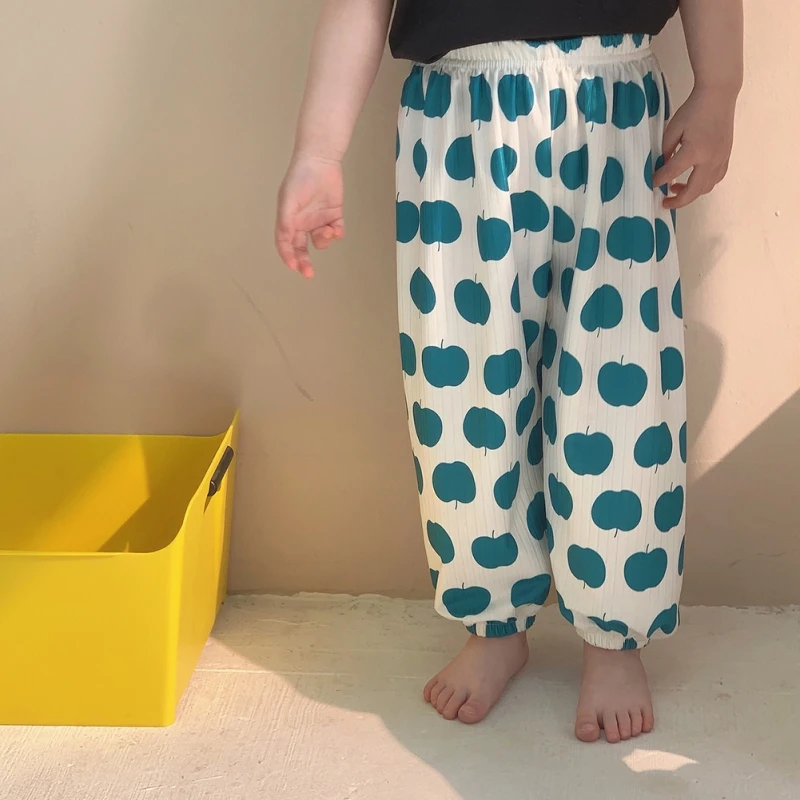 Summer Children Pants Pajama Bottoms Casual Girls Boys Thin Cartoon Printing Loose Pant Trousers Girls Hight Waist Lantern Pants