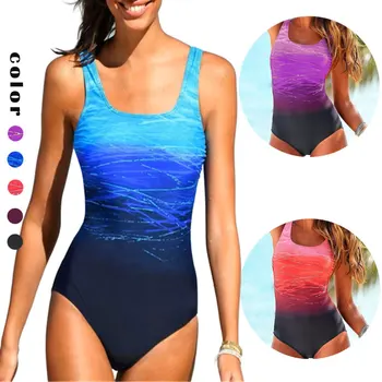 Costume da bagno intero sexy senza schienale Costume da bagno da donna Costume da bagno da donna Push Up Costumi da bagno con stampa sfumata con imbottitura 1