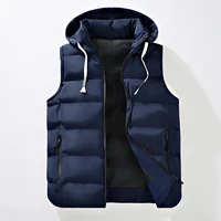 Men's Hooded Puffer Vest - Zip Closure & Contrast Zip Pockets, Water-Resistant Fabric Warm for Winter Casual & Outdoor Outfits