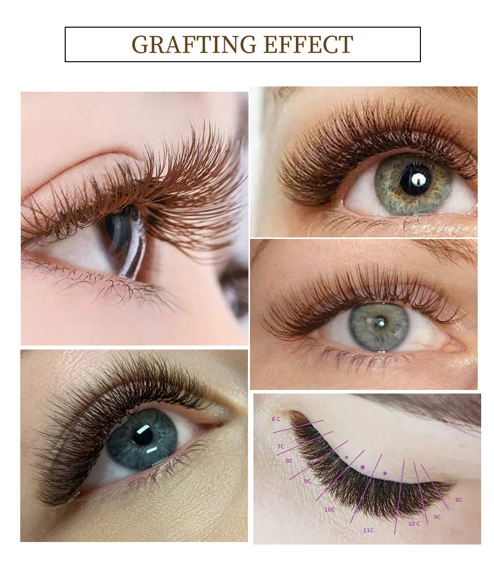 Yelix 0,07 mm dunkelbraune Wimpernverlängerungsmischung, 7–15 mm braune Wimpern, weiche, hochwertige Einzelwimpern, natürliche falsche Wimpern – Detail 9