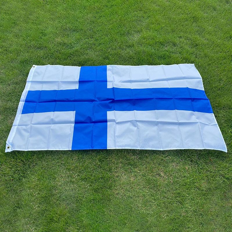 Tanie Darmowa wysyłka flaga finlandii aerlxemrbrae duża 90*150cm poliester fiński Banner