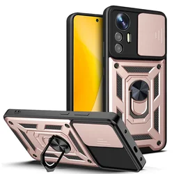 Rugged Military Grade Armor Phone Case with Magnetic Ring Stand Holder - Mi 17 Ultra (RoseGold)