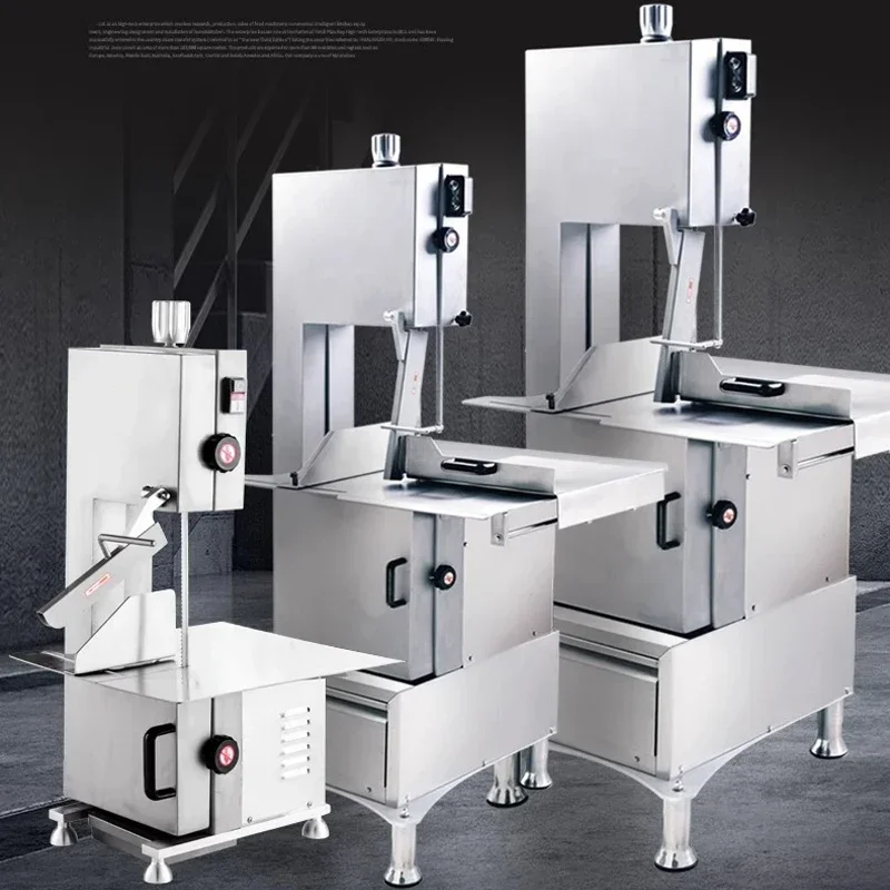Stainless Steel Frozen Bone Sawing Machine 750W Butchers Bone Bandsaw Commercial Frozen Meat Fish Cutter Home Kitchen Appliance