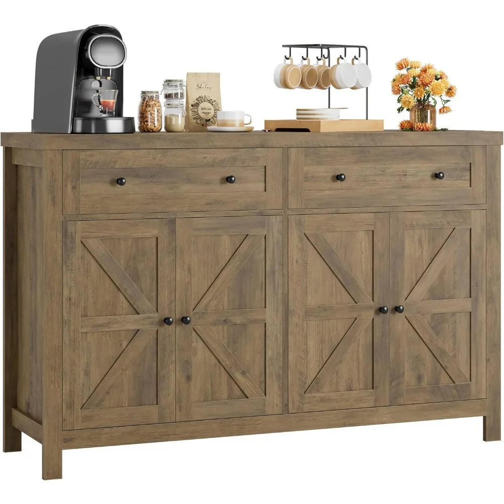 

Buffet Sideboard Cabinet with Storage, Modern Farmhouse Coffee Bar Cabinet with Drawers and Shelves,Storage Cabinet for Kitchen