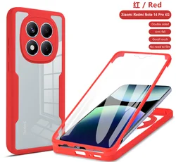 360° Full Protection Clear Shockproof Phone Cover for POCO X7 Pro 5G (Red)