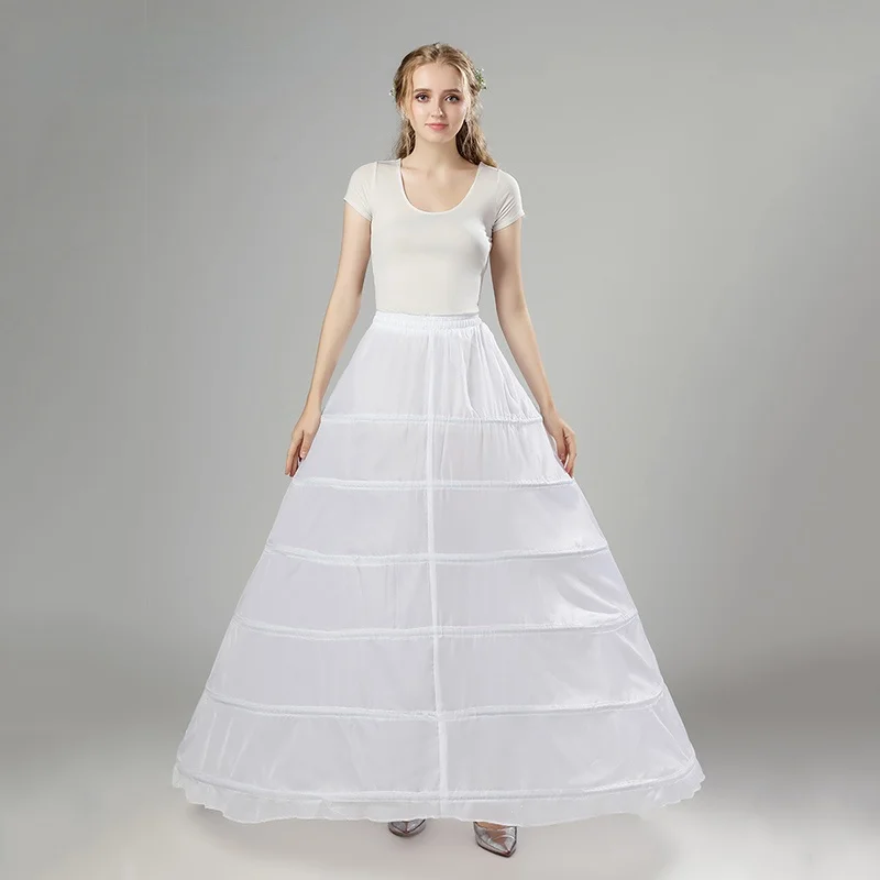 Женская белая кринолиновая юбка, аксессуары, 1 слой, 6 обручей, нижнее белье для бального платья, свадебного платья, нижнее белье 12003