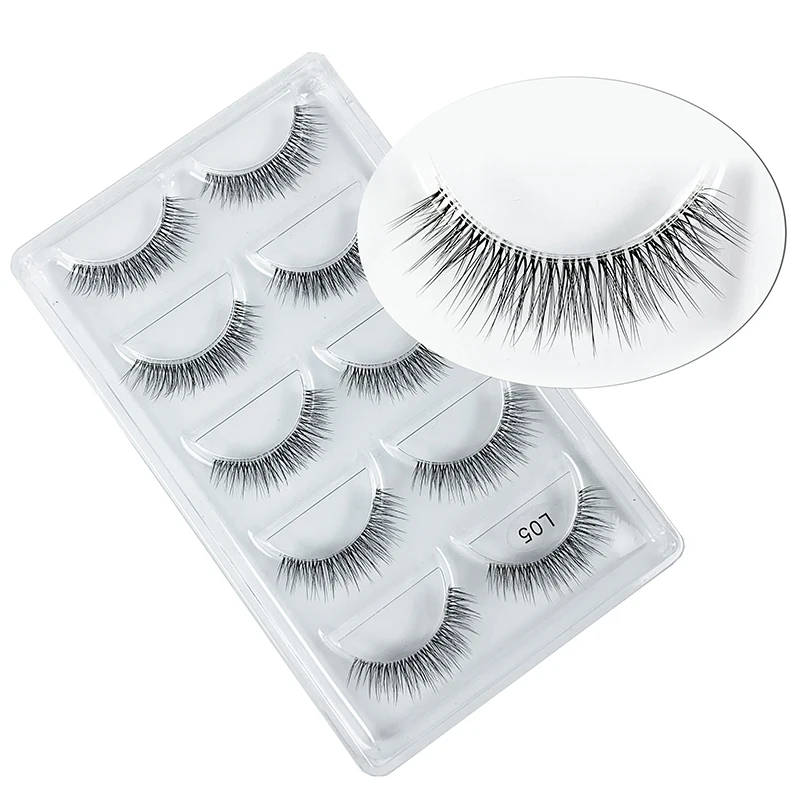 Description Picture 6 of item5 Pairs New Fashion Women Soft Natural Long Cross Fake Eye Lashes Handmade Thick False Eyelashes Extension Beauty Makeup A539