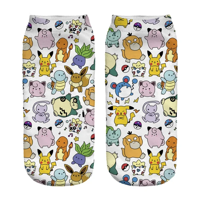 Pokemon cartoon printed women's socks anime figure cute Pikachu Squirtle Bulbasaur socks kids socks girls direct sales 1