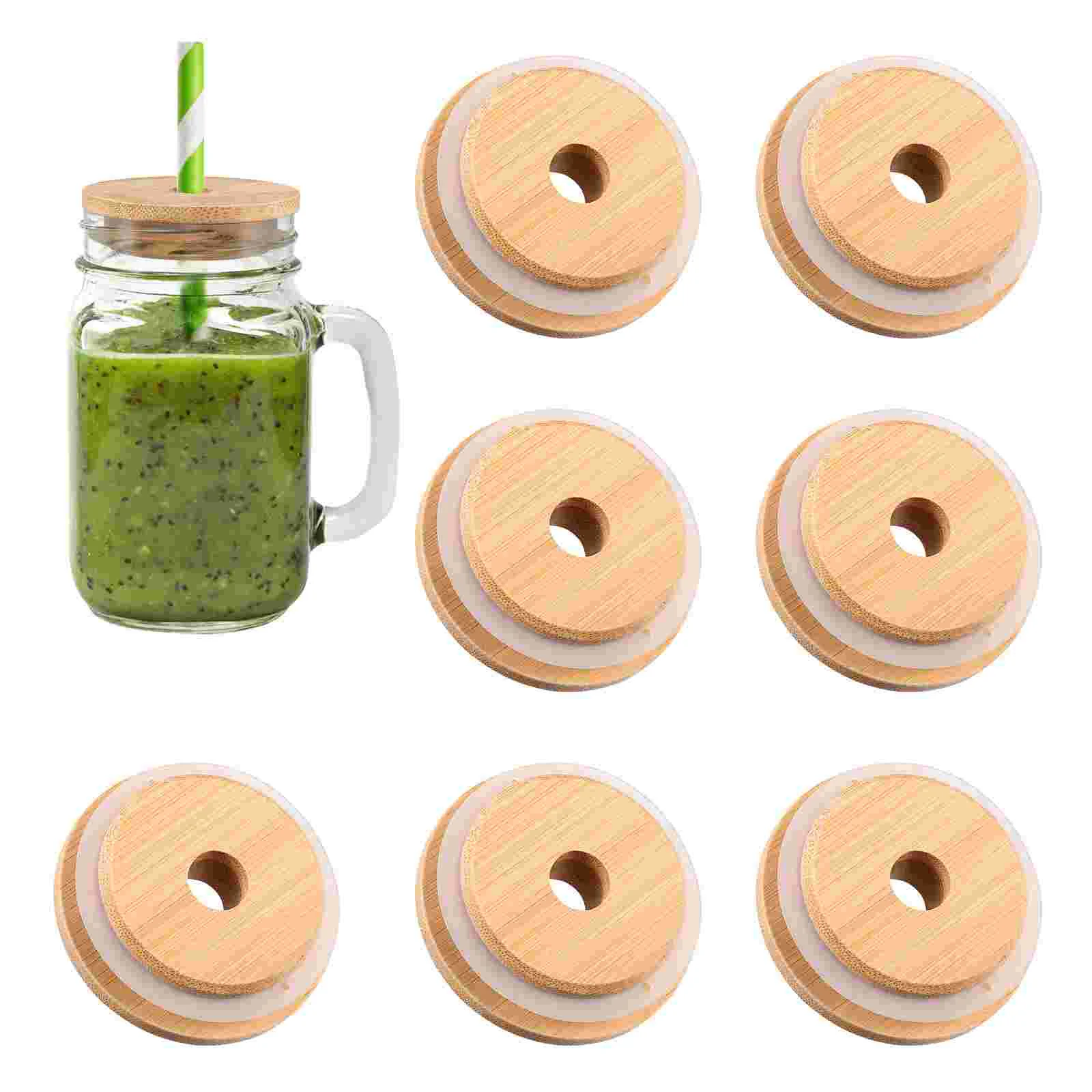 

Mason Jar Lids Straw Lid With Glass Hole Can Mouth Wide Wooden Beer Bottle Canning Bamboo For Cap Cup Covers Sealing Cover