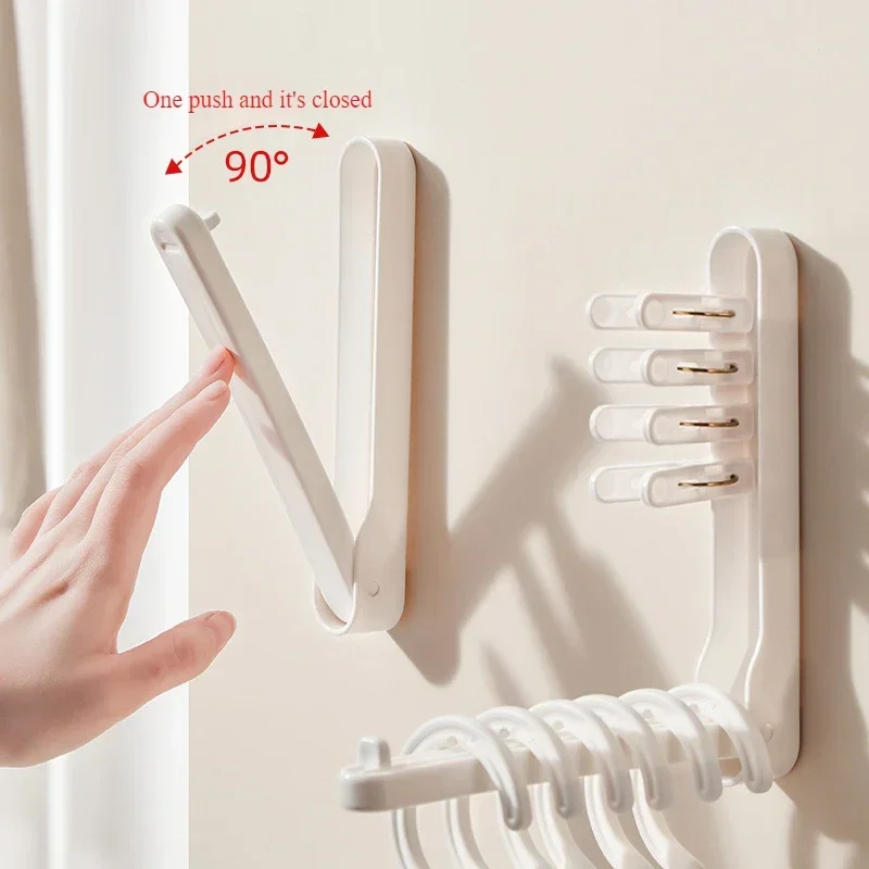 Clothes Rack Wall-mounted Storage Hangers Dormitory Students Hangers Hooks Simple Folding Non-slip Clothes Hangers Clothing Rack 3