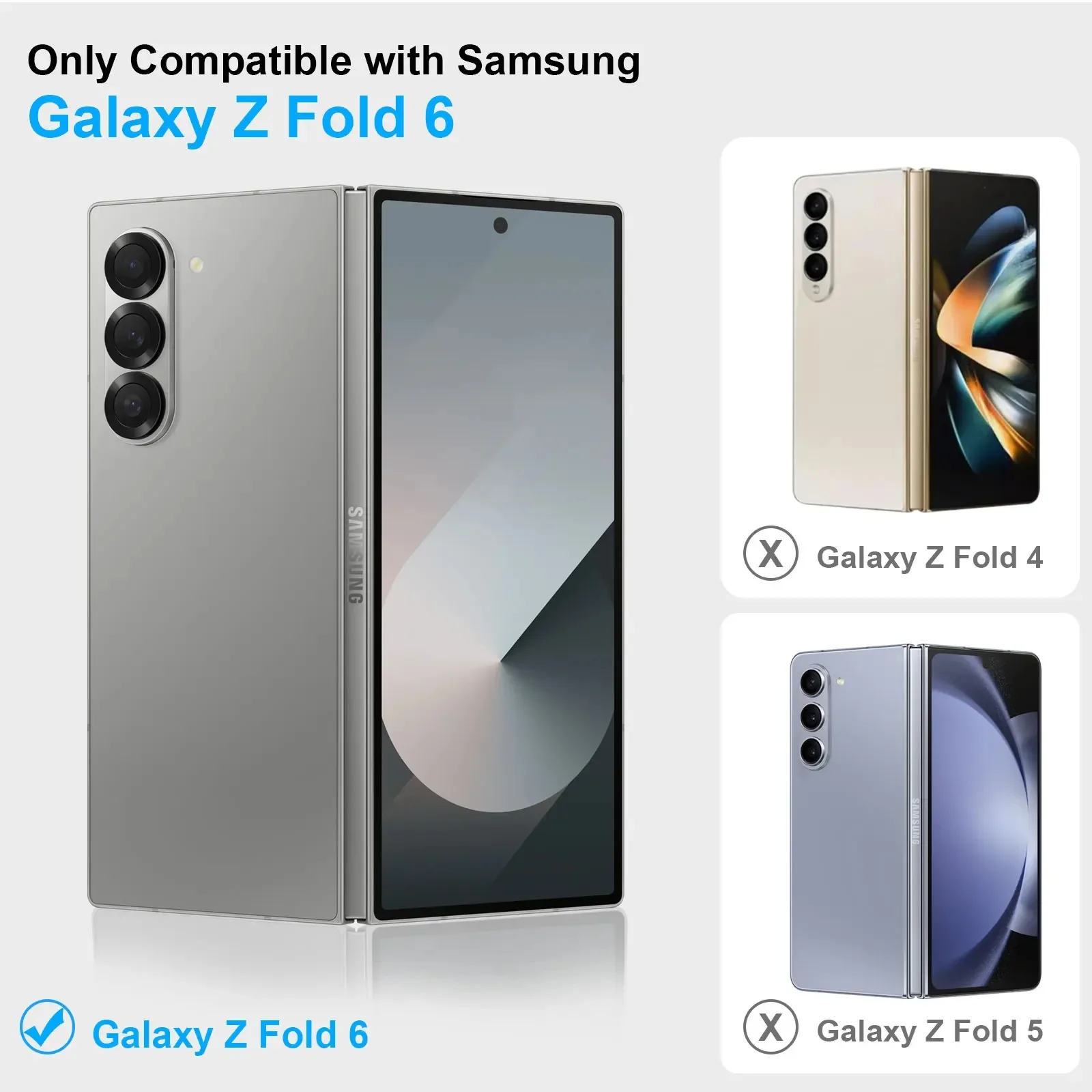 Eary Case for Samsung Galaxy Z Fold 6 5 with MagSafe 360° Rotatable Stand Leather Metal Screen Protector Full Body Flip Cover