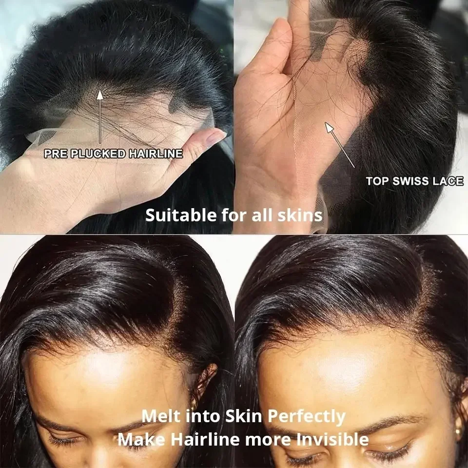 250 Density 40 44 Inch Bone Straight Hd Transparent 13x6 Lace Frontal Wig Brazilian 13x4 Hd Lace Front Human Hair Wigs For Women 3