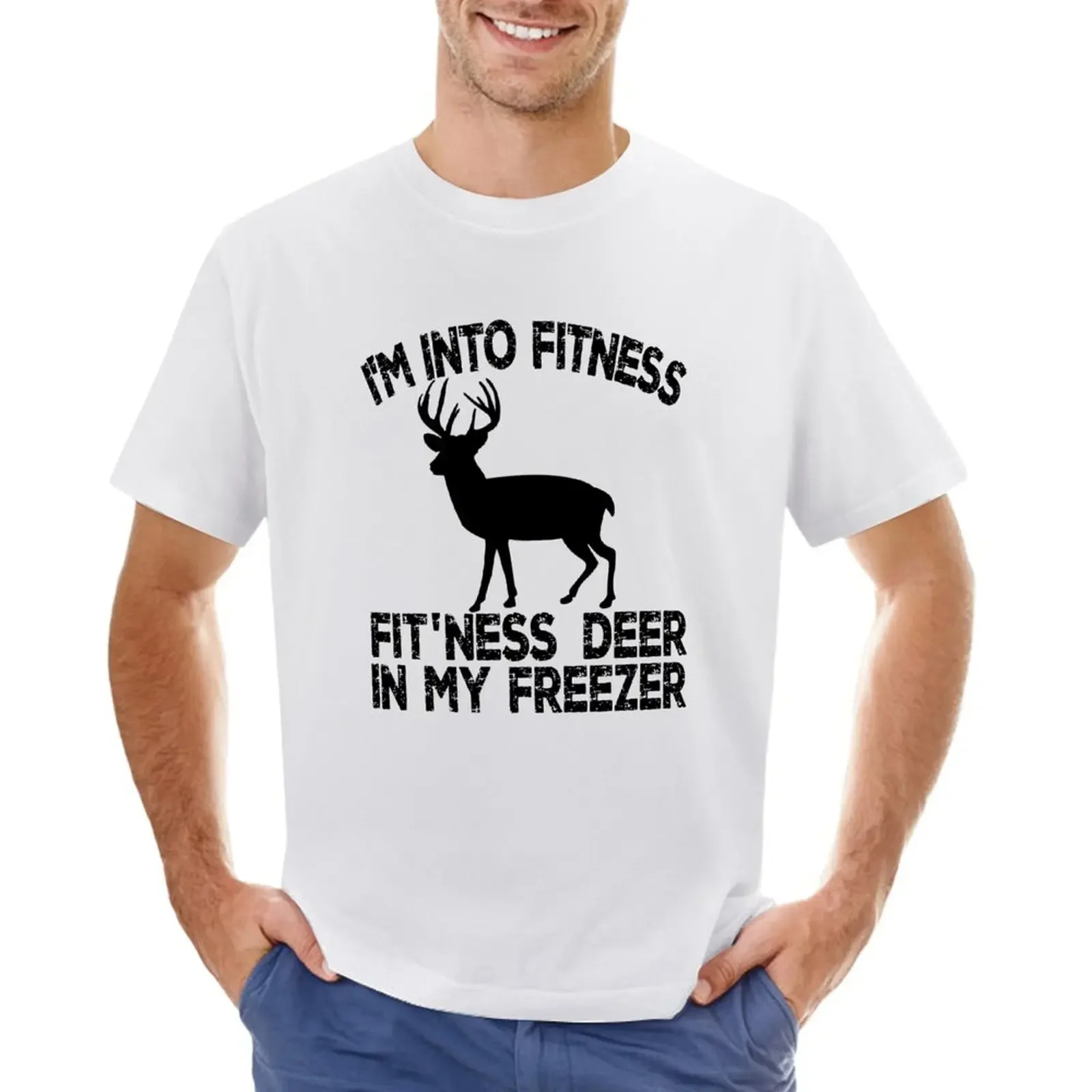 Mi Piace Fitness Fit'Ness Deer In My Freezer Deer Hunting T-Shirt Blacks Summer Clothes Mens T Shirt Graphic