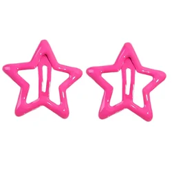 Egirls Pink Pentagram Star Hair Clip - Cute Y2K 90s Aesthetic Hair Accessory (Dark pink - 2pcs)