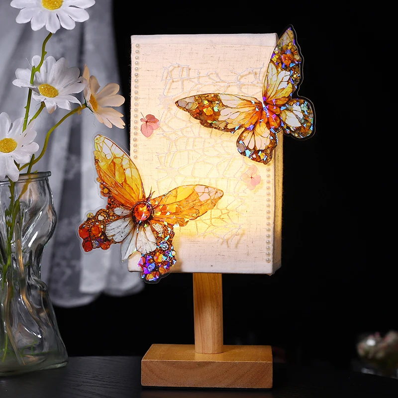 Set of 5 Glitter Butterfly Decorative Stickers for Journaling and Scrapbooking