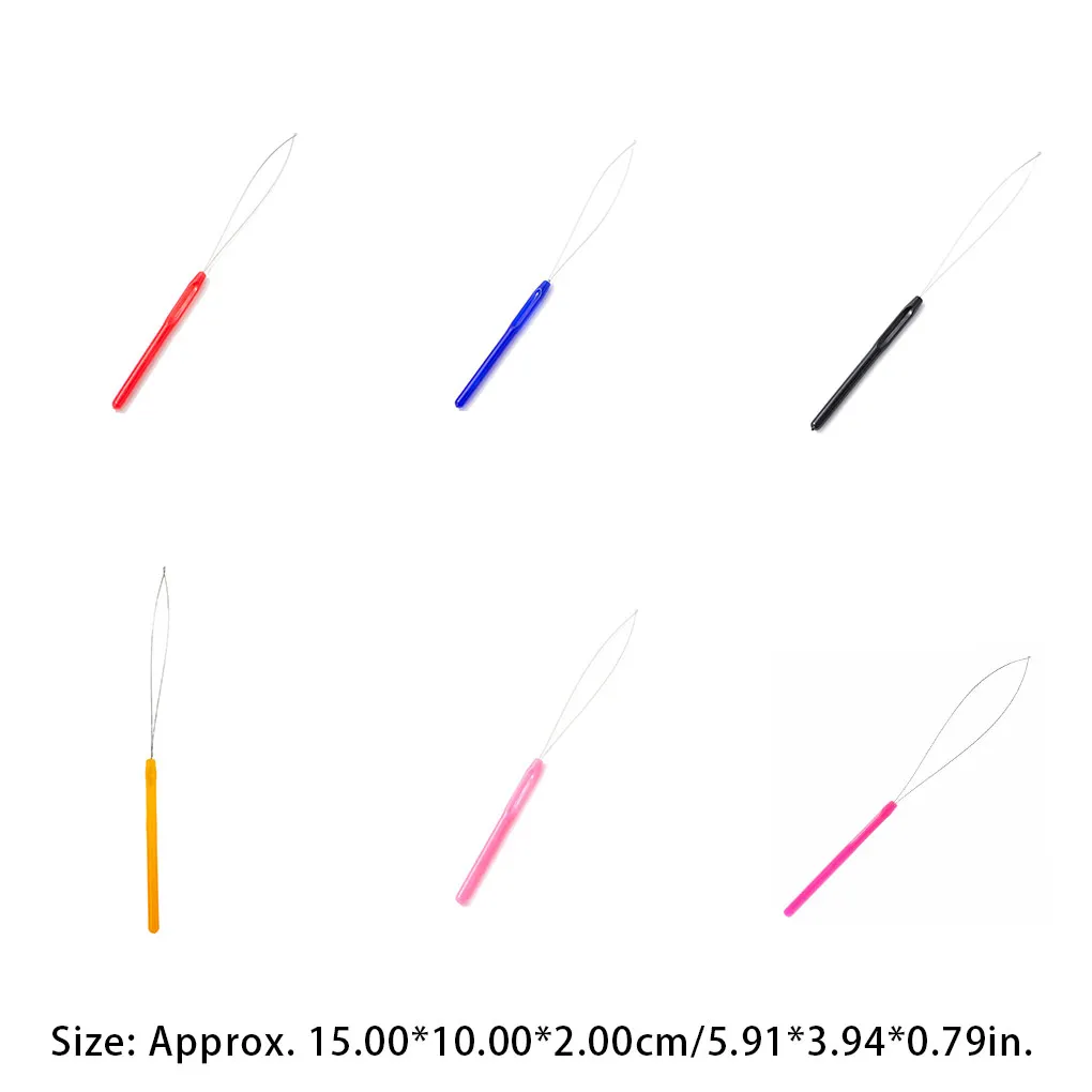 Beads Loop Pulling Needle Plastic-Handle Extension Threader Ring Needle 5