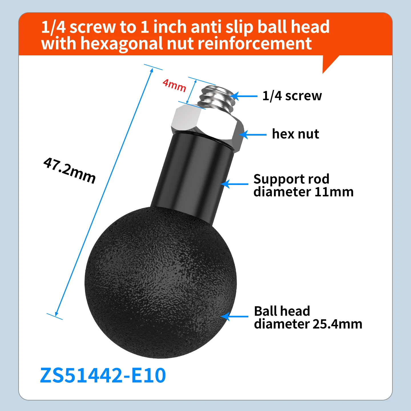 25 mm Kugelkopf-Adapterhalterung 1/4 Zoll / M6 Arri Schraubenloch für Gopro Insta360 Go Ultra Osmo 360 ° Action 5pro Kamera Fahrradhalterung – Detail 15