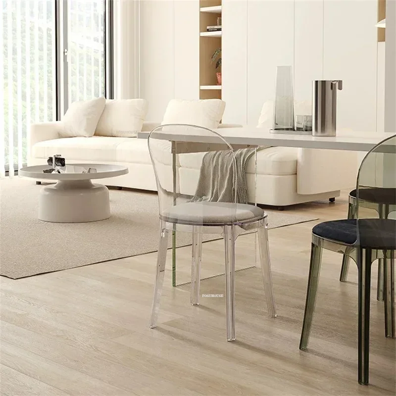 Nordic Acrylic Dining Table Chairs for Home Designer Transparent Chairs Ins Furniture Backrest Desk Bedroom Makeup Stool