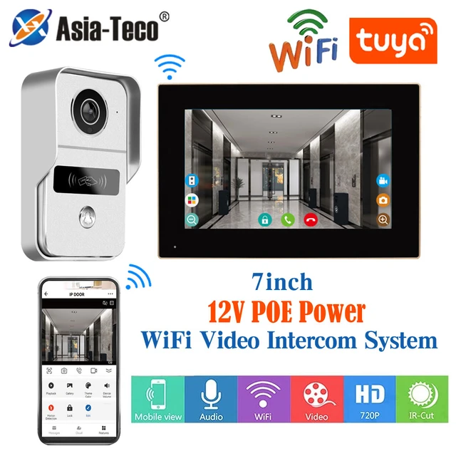 Système d'interphone vidéo intelligent avec moniteur à écran tactile, sonnette  sans fil avec Wi-Fi, caméra filaire 1080P, Tuya, 10 - AliExpress