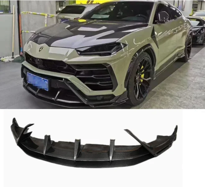 

Передний бампер для Lamborghini URUS 2018 2019 2020 2021 2022 2023 2024, спойлер для подбородка, разветвители, корпус из настоящего углеродного волокна