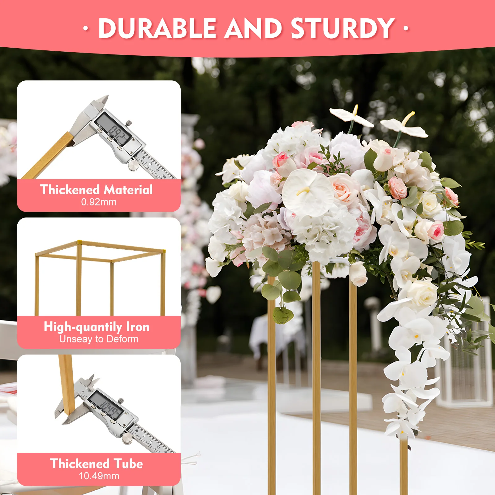 10 Stück 60cm/80cm Hohe Hochzeits-Blumenständer Set Geometrische Blumenvasen-Ständer für Hochzeitstisch-Dekorationen, Partys, Events, Zuhause – Detail 11