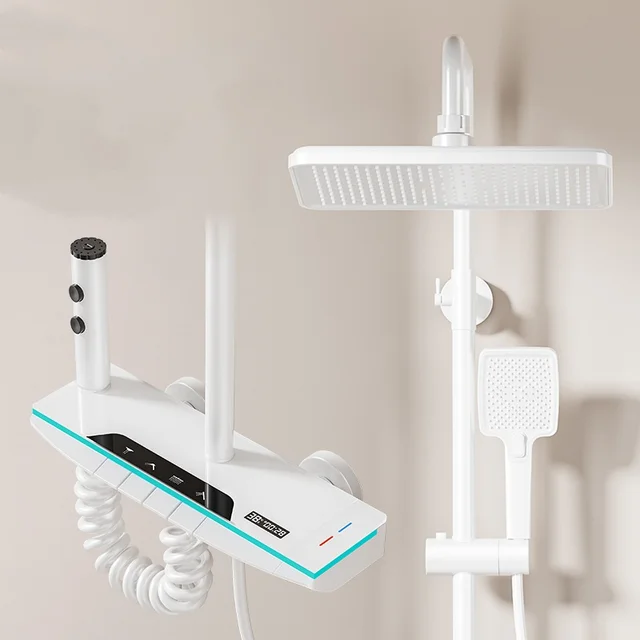 ชุดฝักบัวดิจิตอลติดผนังแบบเรนชาวเวอร์ 4 ทาง ก๊อกผสมน้ำร้อนน้ำเย็นสำหรับอ่างอาบน้ำและฝักบัว 1