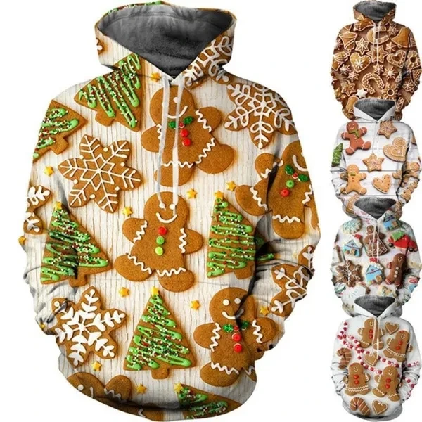 

Cute Gingerbread Man Graphic Hoodies For Men 3D Merry Christmas Printing Pullovers Kids Funny Hoodie Unisex Winter Sweatshirts