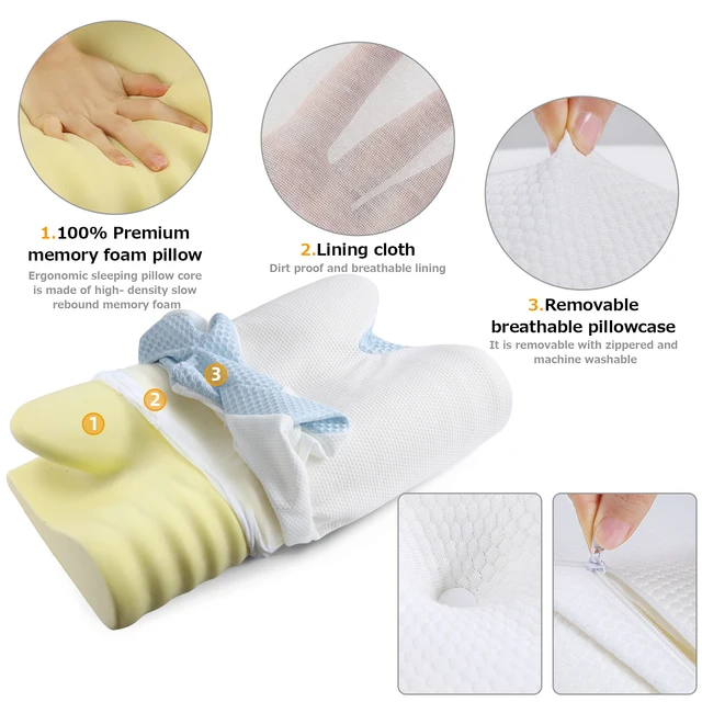 Orthopedic memory foam pillow x cm slow rebound memory soft pillow butterfly shaped relax cervical neck for