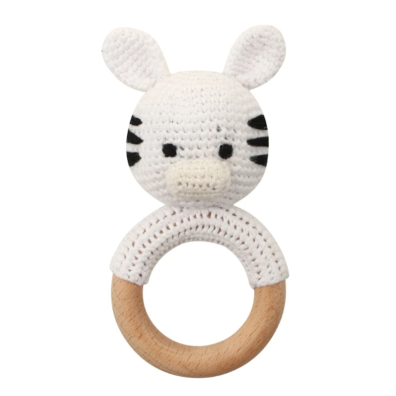 HUYU Natural Sensory Toys for Newborn Shower Gift Sensory Gifts Beige Wood Boho Baby Teething Toys Stroller Hanging Pendants